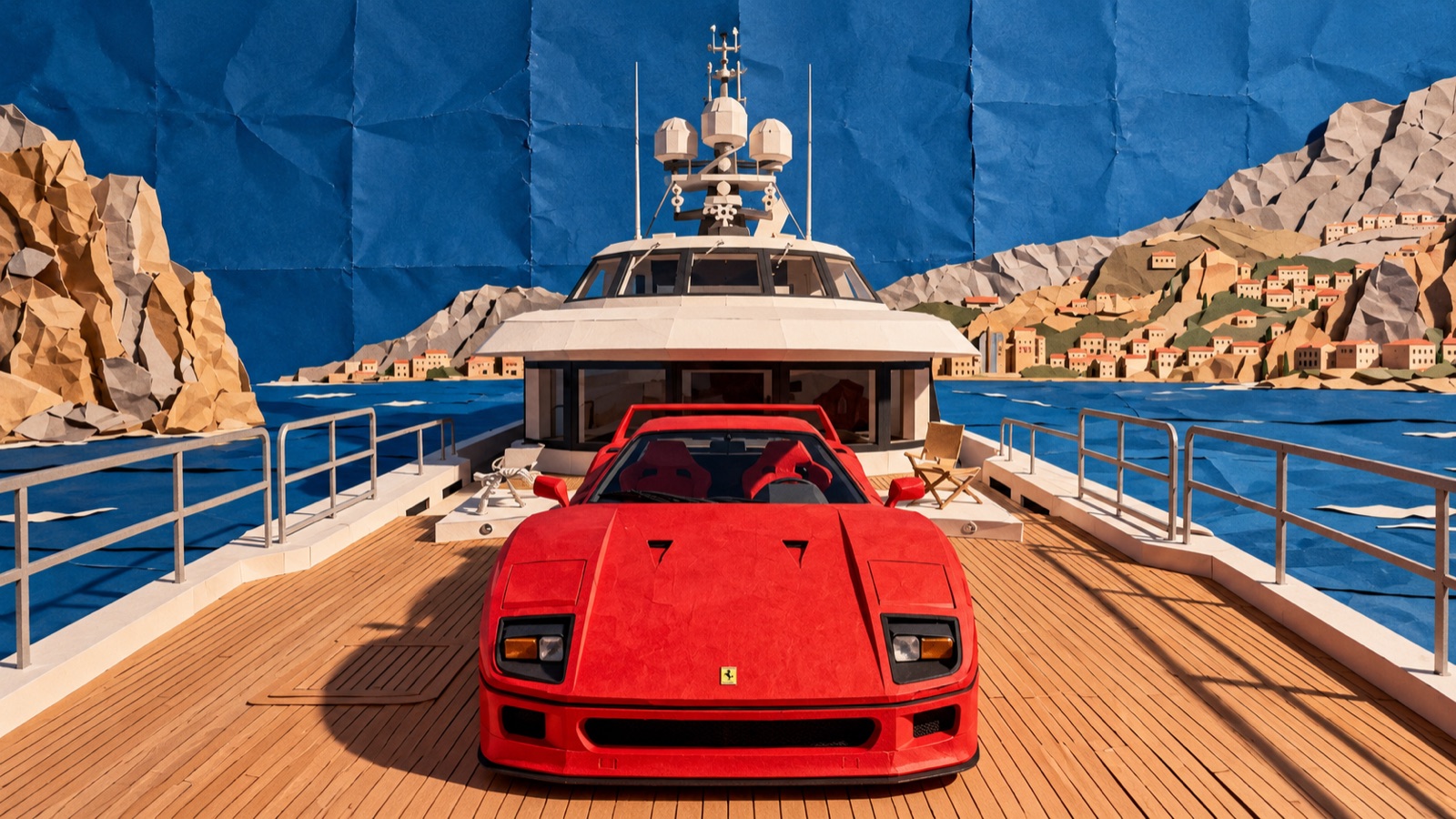 Deck Parking, a paper-craft collage wallpaper for MacBook Pro